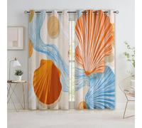 Genérico Olas Abstractas Conchas, Cortinas Ollaos 2 Piezas, Suaves Cortinas Opacas, Beige Impresión Curtains para Salon Dormitorio Cocina Habitacion Niño 110An x 215Al cm