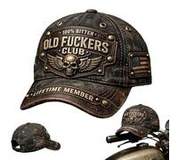 Genérico Old Fuckers Club-Vintage Baseball Cap, 100% Bitter Lifetime Member Adjustable Distressed Hat for Men Women (1Pcs)