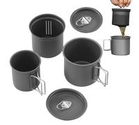 Genérico Olla De Cocina Para Camping | 3 Piezas Portátil Apilable Vajilla De Exterior - Juego De Cocina Para Senderismo,Para Deportes Picnic Fogata Senderismo Supervivencia Bushcraft Alpina
