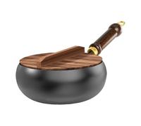 Genérico Ollas Antiadherentes - Sartén De Hierro Fundido, Sartén De Fondo Plano | Olla De Cocina China Para Saltear Con Tapa, Compatible Con Estufas Eléctricas, Todo Tipo De Estufas, Cocina Casera