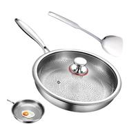 Generico Ollas de titanio - Sartenes antiadherentes de titanio con tapa y espátula - Ollas para saltar para restaurante, panqueques, cocina y camping