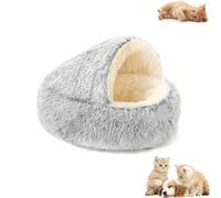 Genérico Olvys Cozy Cocoon Dog Bed, Cozy Cocoons Pet Bed for Dogs, Fluffy Covered Hooded Burrow Puppy Beds, for Cats & Dogs (Gray,Small)