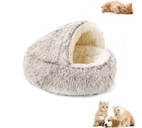 Genérico Olvys Cozy Cocoon Dog Bed, Cozy Cocoons Pet Bed for Dogs, Fluffy Covered Hooded Burrow Puppy Beds, for Cats & Dogs (Khaki,Small)