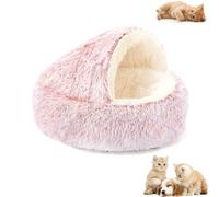 Genérico Olvys Cozy Cocoon Dog Bed, Cozy Cocoons Pet Bed for Dogs, Fluffy Covered Hooded Burrow Puppy Beds, for Cats & Dogs (Pink,Large)
