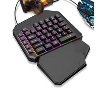 Genérico One-Handed RGB Keyboard - Colorful Backlit Keyboards - Portable Mini Gamings Keypad | Compact Mechanical Button Setup Mobile Gamers, Customizable Input Device with Led Keys For Phones