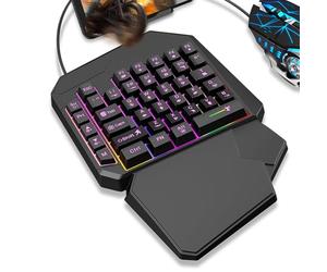 Genérico One-Handed RGB Keyboard - Colorful Backlit Keyboards - Portable Mini Gamings Keypad | Compact Mechanical Button Setup Mobile Gamers, Customizable Input Device with Led Keys For Phones