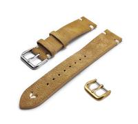 Generico One More Strap - Correa de piel auténtica de ante con pespuntes y costura y cordones vintage, 18 mm, 20 mm, 22 mm, color negro, azul, verde, marrón, 20mm, Ante, No es una piedra preciosa