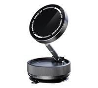 Genérico One-Step Lock Magnetic Car Phone Holder | Metal, 2.6in X 1.3in, Vacuum Magnetic Mount | Rotating Locking Phone Holder for Rearview Mirror, Glass, Dashboard | Universal