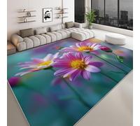 Genérico Onírico Alfombra De Salón Planta Margaritas Rosas 80 x 150 cm Pelo Corto Antideslizante Lavables Alfombrilla, Rosa Habitación Dormitorio De Cocina Alfombra De Entrada