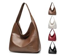 Genérico Ooomay Bag, Duffle Bag Soft Vegan Leather for women, Ooomay Tote Bags, The Perfect Everyday Bags, for Woman (Brown,Zipper)