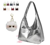 Genérico Ooomay Bag, Ooomay Maya Bag, , Large Capacity Soft Vegan Leather Tote Bags For Women (Light sliver)