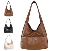 Genérico Ooomay Bag, The Maya Bag, Ooomay Maya Tote , Vegan Leather Trendy Soft Shoulder Tote (Brown)