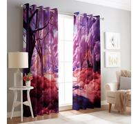 Generico Opacas Cortinas Salon Vistoso - Fantasía Bosque Camino Estampadas Termicas Aislantes Calor Cortina, 140An x 245Al cm (2 Paneles) Termicas Cortinas con Ojales para Salón Dormitorio