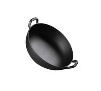 Genérico Open Fire Special Wok,Nonstick Flat Bottom Pan with wood Lid,Even Heating for All Cooktops(33cm)