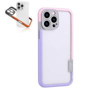 Genérico Open-Frame Heat Dissipation for iPhone Case - Lightweight and Protective, Two Color Silicone Edge Frame Phone Case Without Back Panel for iPhone 16 15 14 13 12 Series (For 14,Pink + Purple)