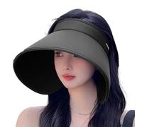 Genérico Open Top Sun Hats for Women SPF50 Full Face Sunscreen Hat | Adjustable Visor Hat, Beach Accessories Must Haves Ponytail