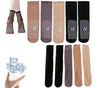 Genérico Operationaln Invisible Slip-Resistant Crystal Silk Socks, Women's Sheer Ankle Socks, Everyday Soft and Comfortable (10PCS-C)
