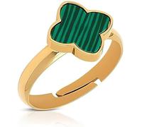 Generico Ops Jewels OPSAN-355 Mystic Clover - Anillo de mujer de acero y oro 12-16