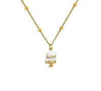 Generico OpsObject - Collar de mujer Mybell OPSCL-1006 de acero dorado con campana blanca