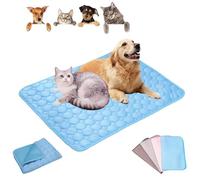 Genérico Opticnock Dog Cooling Mat, Summer Ice Silk Dog Cooling Pad, for Indoor Outdoor, Washable & Portable Anti Slip Pet SoftPad (Small,Blue)
