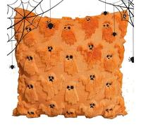 Genérico Orange Halloween Pillow Cases | Ghost Decorations Cushion Cover | Elegant Invisible Zipper, Soft Linen Fall Decor 3D Embroidery ForThanks Giving Indoor Bedroom Couch Bed Dorm Harves