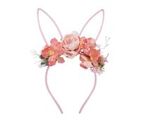Genérico Orejas De Conejo De Pascua | Diadema Para Disfraces Con Flores | Diadema De Conejo - Para Fiestas De Navidad Fiesta De Halloween Día De San Valentín Y Para Disfraces De Mujer Y Para