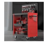 Genérico Organizador de Almacenamiento de 3 estantes, Carrito de Trabajo con Ruedas, cajón y Tablero Perforado, Carrito for detallado de automóviles con Ruedas(Style 2,80x35.5x106.5cm)