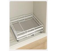 Genérico Organizador de almacenamiento de gabinete extraíble: cesta de cajón retráctil for gabinetes de cocina, debajo del fregadero, ollas, sartenes, platos y tarros(Cream,39x8cm)