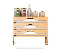Generico Organizador de almacenamiento envolvente - Construcción de material de madera, cortador reutilizable incluido, soporte multifuncional, solución para cocina | Organización del refrigerador