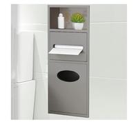 Genérico Organizador de baño de Acero Inoxidable con Soporte para Papel higiénico y Papelera Integrados: Almacenamiento Elegante y Que Ahorra Espacio para baño, Cocina y Sala de Estar (Gris, 20x63x13