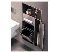 Genérico Organizador de baño Moderno 5 en 1: Soporte Empotrado para Papel higiénico, Estante para Papelera, Soporte para escobilla de baño y Estante en Acero Inoxidable 304 Duradero - Módulo de baño