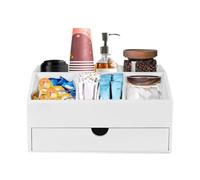 Generico Organizador de café, soporte de madera para mesa con cajón, portaobjetos de cocina para azúcar, té, tazas, cucharas, pajitas, mando a distancia