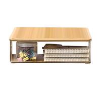 Genérico Organizador de Cocina - de Almacenamiento Transparente con Tapa de Madera | Contenedor de Apilable Multifunción para Equipos Electrónicos