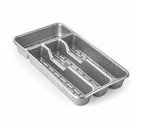 Genérico Organizador de Cubiertos Color Plata, Cubertero para Cajón, Organizador Cajones Cocina para Cucharas Tenedores Cuchillos con 4 Compartimentos, 33 x 17 x 4 cm
