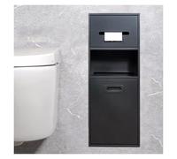 Genérico Organizador de Ducha multinivel de Acero Inoxidable Negro para papeleras y portarrollos de Papel higiénico, diseño Empotrado Que Ahorra Espacio, fácil instalación para baños de hogar y Hotel