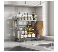 Genérico Organizador de Especias para encimera, Estante Organizador de Especias de Acero al Carbono de 3 Niveles, Estante Grande para condimentos con diseño de barandilla para Armario, baño