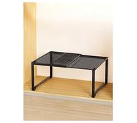 Genérico Organizador de estante expandible negro, divisor de armario telescópico, estante apilable resistente para encimeras y armarios de cocina(L-27x31 cm)