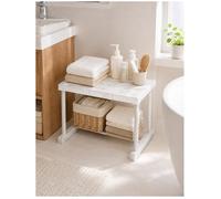 Genérico Organizador de Estantes de Baño Apilable, Elevador de Estante para Armario con 2 Alturas, Estante Extensible en Longitud para Despensa, Lavadero, Cocina y Baño(24X33 CM,L:47-69 cm)