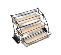 Genérico Organizador De Gabinete Desplegable De 3 Niveles, Pequeño Estante For Especias Montado En La Pared, Cesta De Elevación Deslizante Ajustable De Acero Inoxidable(Black,34.5x26x22cm)
