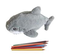 Generico Organizador De Tarjetas De Peluche De Diseño De Tiburones Divertidos - Estuche De Dibujos Animados Super Suave, Cartografía Linda Linda Con Cremallera | Suministros Escolares para