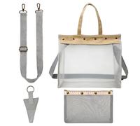 Generico Organizador Tote, Spacious Clear Mesh Bag, Knitting Crochet Supplies Holder, for Home Indoor Outdoor Traveling Craft Class Dorm Room, Ideal for Girlfriend Friend Sister Yarn Solution, Gris