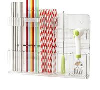Genérico Organizer for Cabinet Door 5 Compartment Height Adjustable Storage Rack Cup Brush Holder for Straws Stirring Spoons Tableware Bottle Openers Kitchen Bathroom Home Organization