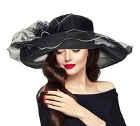 Genérico Organza Fascinator Hat for Women - Floral Design | Adjustable Fit, 125g Weight, Black & White Options, Perfect for Weddings Tea Parties Church Holiday Events