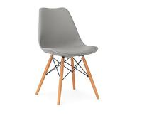 Genérico ORION91 Silla Atria Color Gris Asiento Acolchado Piel Sintética y Patas Haya 49x84x52,5cm Comedor Oficina Salón Teletrabajo Cocina - SpazioLuzio - Unidad
