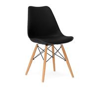 Genérico ORION91 Silla Atria Color Negro Asiento Acolchado Piel Sintética y Patas Haya 49x84x52,5cm Comedor Oficina Salón Teletrabajo Cocina - SpazioLuzio - Unidad