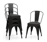 Genérico ORION91oficial® - Silla Acero Beta Edition Negro Mate y Asiento Piel Sintética Apilable (84x45,5x52 cm) Estilo Industrial, Convertible a Taburete, spaziOrion91 - Unidad