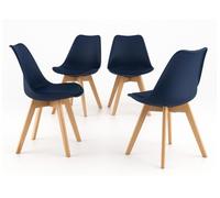 Genérico ORION91oficial® - Silla Sirio Color Azul Marino Asiento Acolchado Piel Sintética y Patas Haya 54x81x48cm Comedor Oficina Salón Teletrabajo Cocina - SpazioLuzio - Unidad