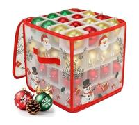 Genérico Ornament Boxes For Storage - Zippered Organizer Bins With Dividers, Christmas Ornament Box With Lid And Handle | For 64 Balls Holiday Home Basement Garage Closet College Dorm Attic
