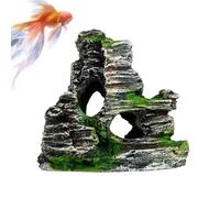 Generico Ornamento de piedra con vistas a la montaña Acuario - Decoración de resina para cuevas de árboles y paisajes rocosos | Betta Fish Tank Caves para peces pequeños y camarones, decoración
