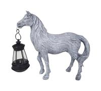 Genérico Ornamento Solare In Resina A Forma Di Cavallo con Lanterna - 6,89 Pollici Statuetta DAA Giardino A Energia Solare per Esterni, Cortile, Patio O Prato